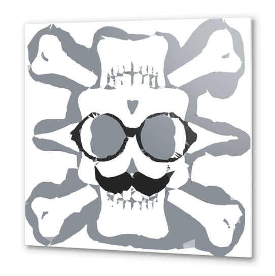 old funny skull art portrait in black and white Metal prints by Timmy333