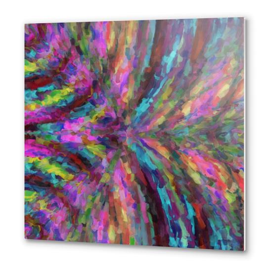 psychedelic splash painting texture abstract in pink blue yellow Metal prints by Timmy333