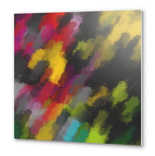 camouflage splash painting abstract in red black yellow green blue pink Metal prints by Timmy333