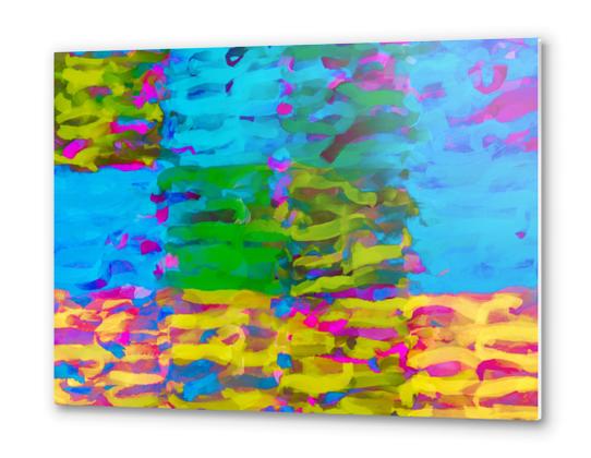 psychedelic graffiti painting abstract in blue yellow green pink Metal prints by Timmy333