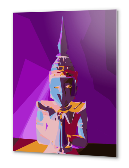 purple blue red and yellow buddhist style abstract background Metal prints by Timmy333