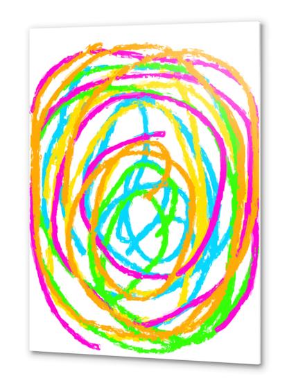 graffiti circle drawing abstract in pink blue green orange yellow Metal prints by Timmy333