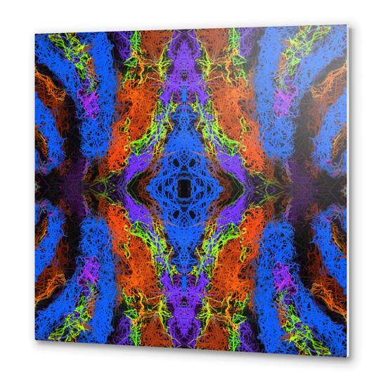 psychedelic graffiti geometric drawing abstract in blue purple orange yellow brown Metal prints by Timmy333
