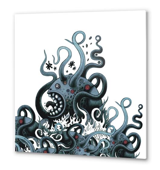 Octoworm (blue version) Metal prints by Exit Man