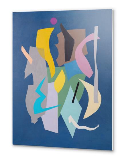 Dark blue composition with purple spot Metal prints by Sana Kulic