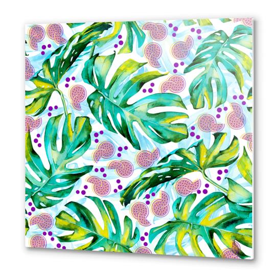 Tropical leaf and fruits Metal prints by mmartabc