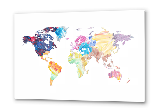 Abstract Colorful World Map Metal prints by Art Design Works