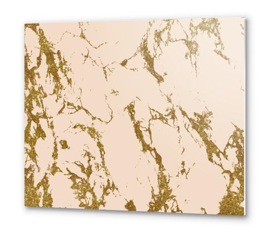 Blush & Gold Marble Metal prints by Uma Gokhale