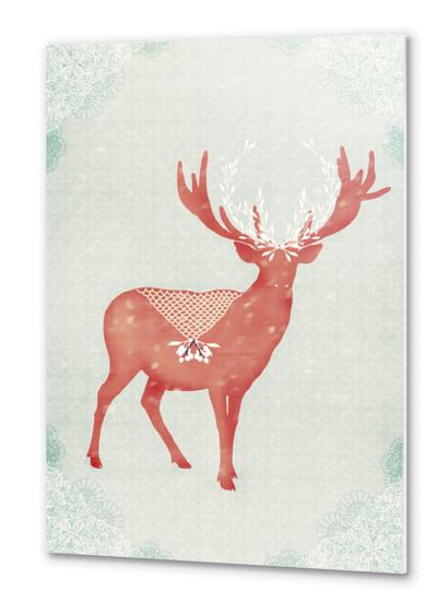 Christmas Stag Metal prints by Sybille