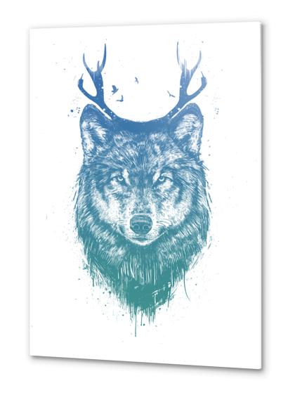Deer wolf Metal prints by Balazs Solti