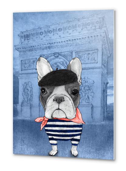 French Bulldog With Arc De Triomphe Metal prints by Barruf