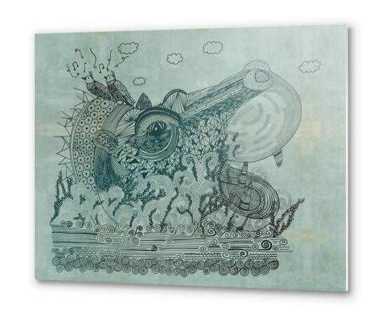 Hippopotame Metal prints by Laurene