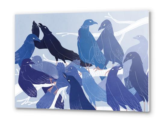 les oiseaux bleus Metal prints by Florehenocque