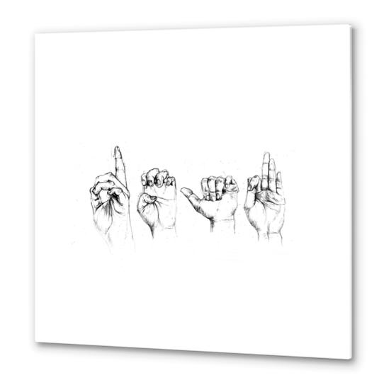 deaf hands Metal prints by maya naruse