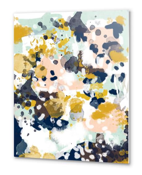 Sloane - Abstract painting in modern fresh colors navy, mint, blush, cream, white, and gold Metal prints by Charlotte Winter