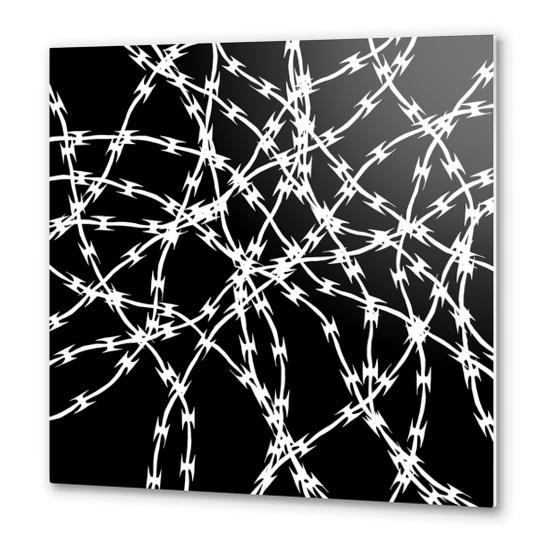 Trapped White on Black Metal prints by Emeline Tate