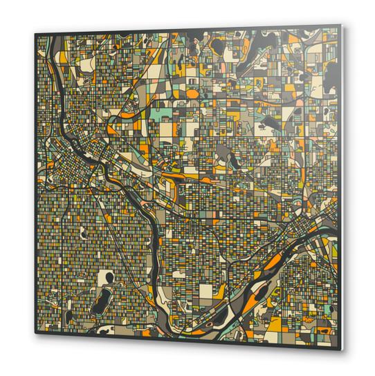 TWIN CITIES MAP 2 Metal prints by Jazzberry Blue