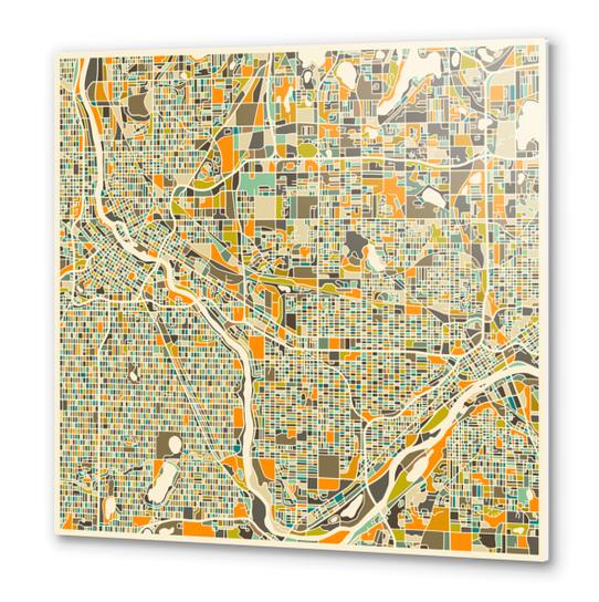 TWIN CITIES MAP 1 Metal prints by Jazzberry Blue