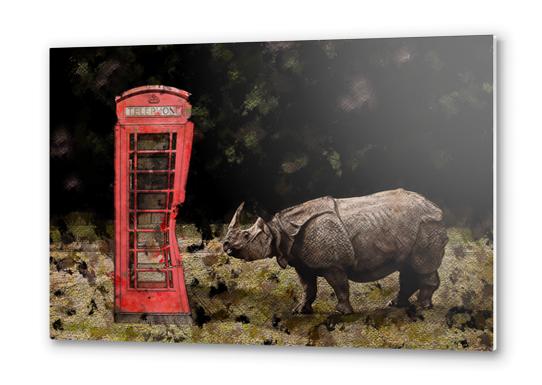 Rhino vs Phone Box Metal prints by Galen Valle