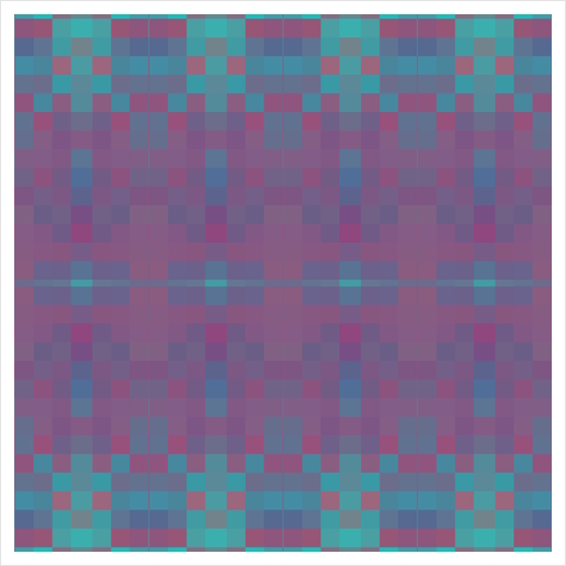 geometric symmetry art pixel square pattern abstract background in purple blue pink Art Print by Timmy333