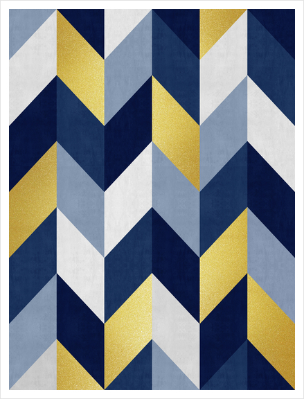 Geometric and golden chevron Art Print by Vitor Costa