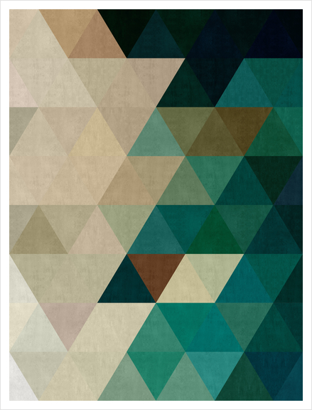 Green triangles pattern Art Print by Vitor Costa