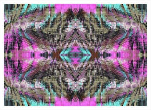 geometric symmetry pattern abstract background in pink blue brown Art Print by Timmy333