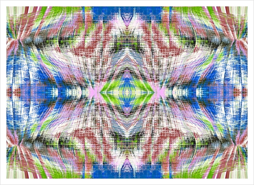 geometric symmetry pattern abstract background in pink blue green brown Art Print by Timmy333