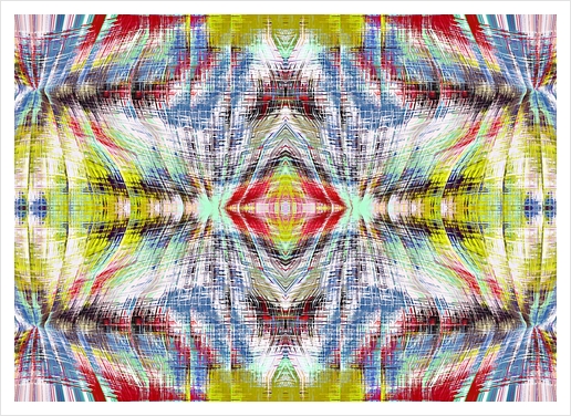 geometric symmetry pattern abstract background in blue yellow red Art Print by Timmy333