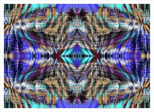 geometric symmetry pattern abstract background in blue brown pink Art Print by Timmy333