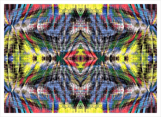 geometric symmetry pattern abstract background in blue yellow green red Art Print by Timmy333