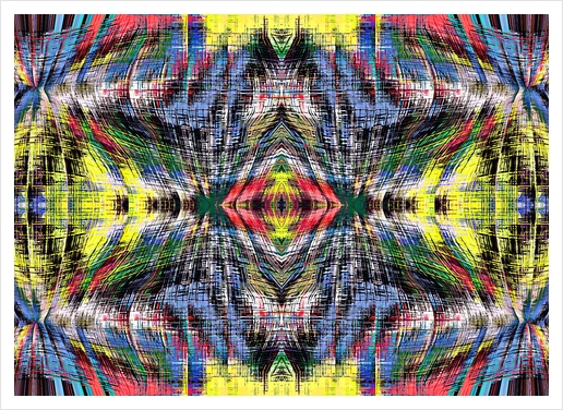 geometric symmetry pattern abstract background in blue yellow green red Art Print by Timmy333