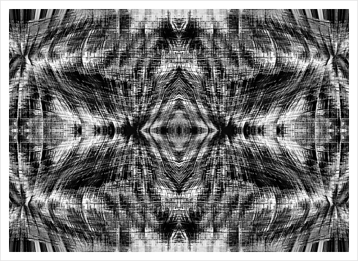 vintage geometric symmetry pattern abstract background in black and white Art Print by Timmy333