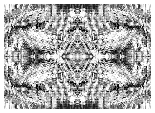 geometric symmetry pattern abstract background in black and white Art Print by Timmy333