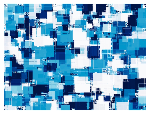 blue geometric square shape pattern abstract background Art Print by Timmy333