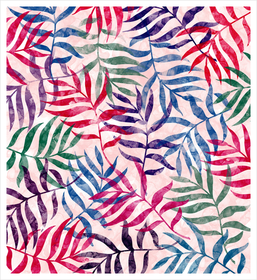 Watercolor Tropical Palm Leaves X 0.3 Art Print by Amir Faysal