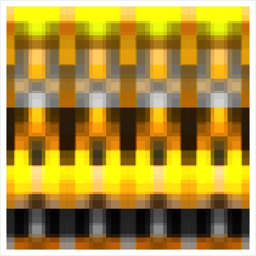 geometric symmetry art pixel square pattern abstract background in yellow brown Art Print by Timmy333