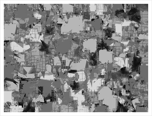 splash geometric abstract in black and white Art Print by Timmy333