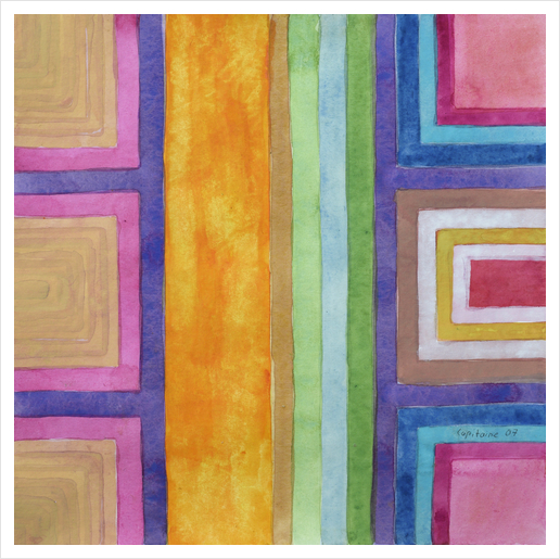 An Orange Gap between Outlined Squares  Art Print by Heidi Capitaine