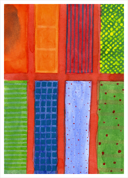 Large rectangle Fields between red Grid  Art Print by Heidi Capitaine