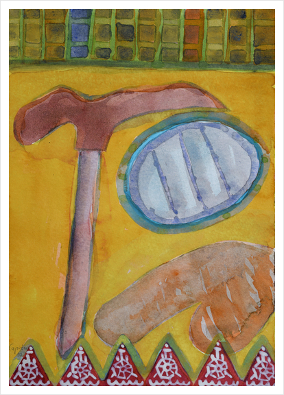 Still Life with Hammer on Yellow  Art Print by Heidi Capitaine