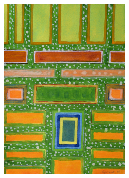Filled Rectangles on Green Dotted Wall   Art Print by Heidi Capitaine