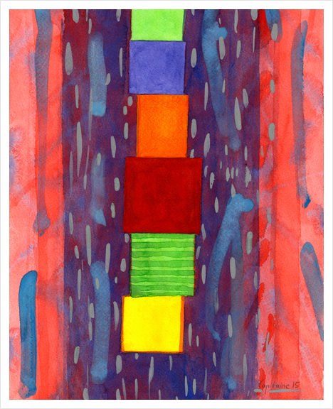 Colorful piled Cubes within free Painting Art Print by Heidi Capitaine