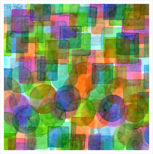 Befriended Squares and Bubbles  Art Print by Heidi Capitaine