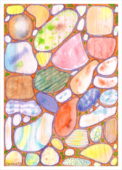 . Friendly Colorful Pebbles Pattern Art Print by Heidi Capitaine