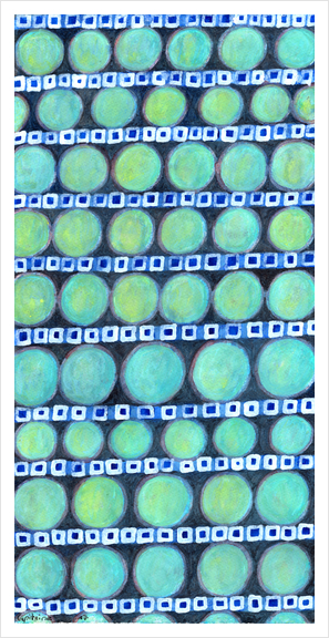 Rows of Blue Iridescent Circles Pattern Art Print by Heidi Capitaine