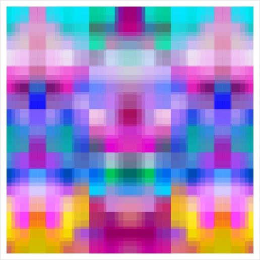 geometric symmetry art pixel square pattern abstract background in pink blue  Art Print by Timmy333