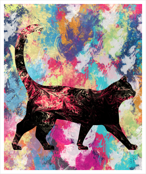 Abstract Cat Art Print by Amir Faysal