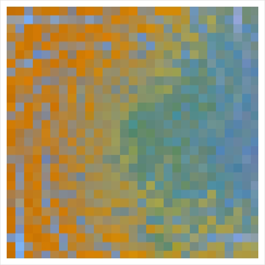 graphic design geometric pixel square pattern abstract in blue orange Art Print by Timmy333
