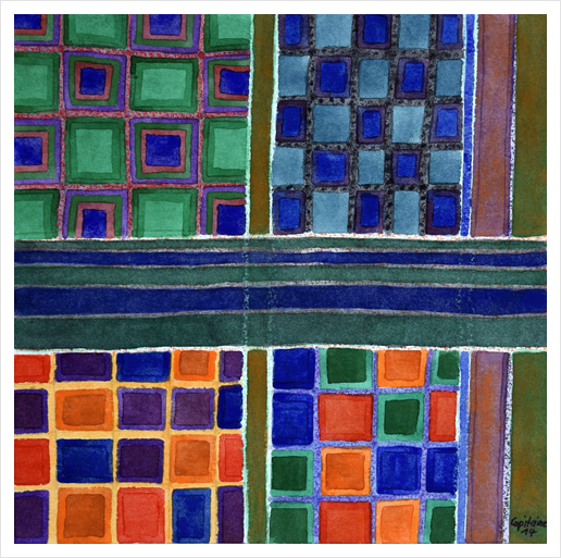 Four Squares with Check Patterns  Art Print by Heidi Capitaine